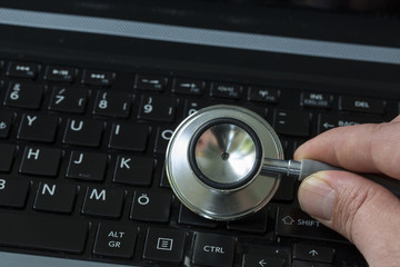 Stethoscope on Laptop Keyboard