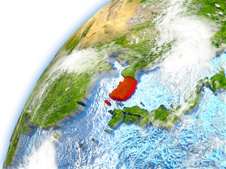 South Korea on model of planet Earth