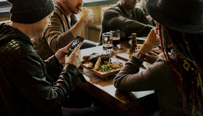 Diverse People Hang Out Pub Friendship