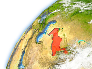 Uzbekistan on model of planet Earth