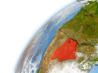 Botswana on model of planet Earth