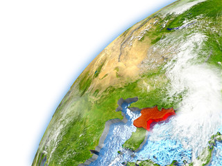 North Korea on model of planet Earth