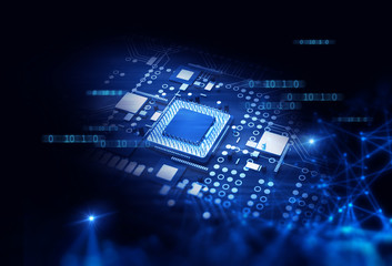 3d rendering  of futuristic blue circuit board