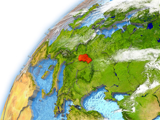 Slovakia on model of planet Earth