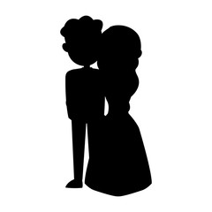 groom and bride icon image cute cartoon vector illustration design  black silhouette