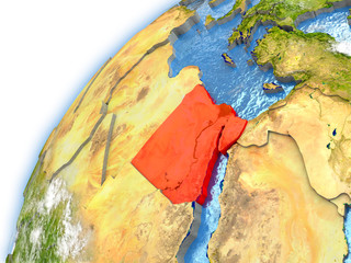 Egypt on model of planet Earth