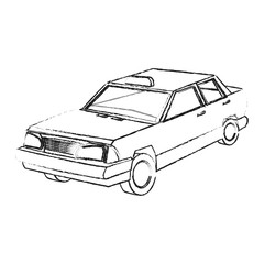 Fototapeta na wymiar vintage 90s style taxi car icon image vector illustration design black sketch line