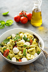 Italian pasta salad with spinach ricotta tortellini