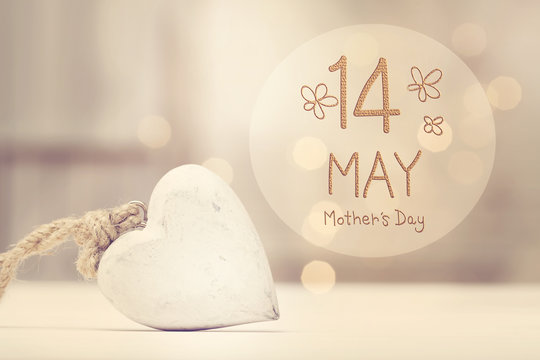 Mother's Day message with a white heart