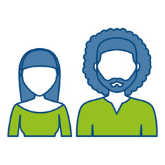 couple of man and woman icon over white background. colorful design. vector illustration