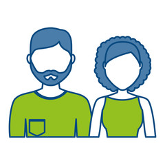 couple of man and woman icon over white background. colorful design. vector illustration