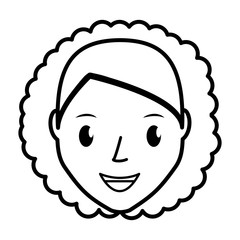 happy woman face cartoon icon over white background. vector illustration