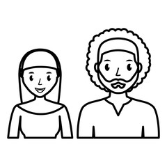 happy couple of man and woman, cartoon icon over white background. vector illustration