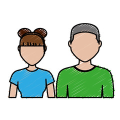 Obraz premium couple of man and woman icon over white background. colorful design. vector illustration