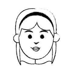 young woman with short hair and headband icon image vector illustration design 