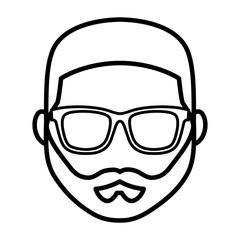 hipster man with glasses and beard icon over white background. vector illustration