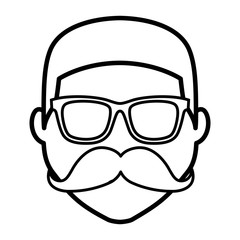 hipster man with mustache and glasses icon over white background. vector illustration