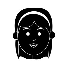 young woman with short hair and headband icon image vector illustration design 