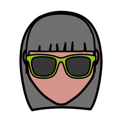 woman with sunglasses icon over white background. vector illustration