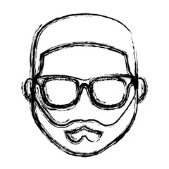hipster man with glasses and beard icon over white background. vector illustration