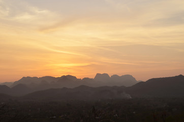 Mountain landscape at Sunset, Thailand