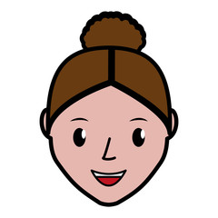 happy woman face icon over white background. colorful design. vector illustration