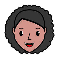 happy woman face icon over white background. colorful design. vector illustration