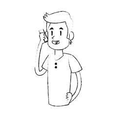 man talking on the phone icon image vector illustration design 