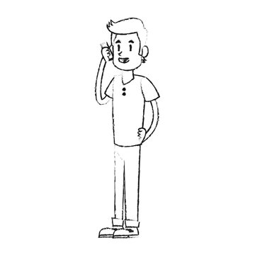 man talking on the phone icon image vector illustration design 