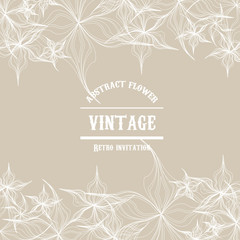 Vector abstract vintage flower outline template