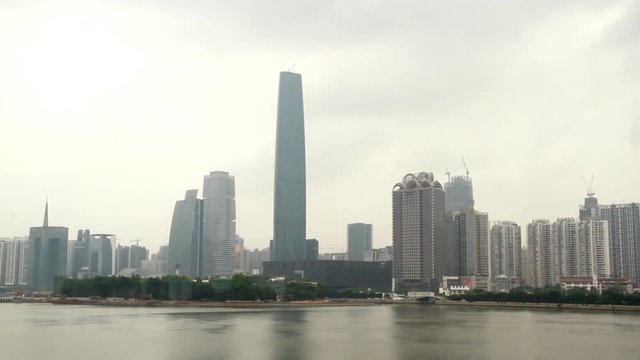 Guangzhou Skyline in the Pearl River, Guangzhou(Canton), Guangdong Province, China.