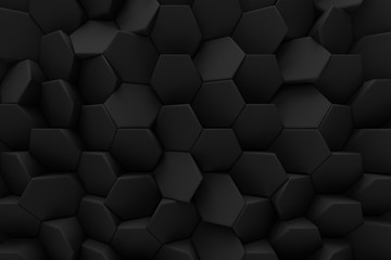 abstract hexagon black bee hive modern technology background 3d render