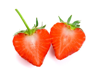 Half of strawberry isolated on white background