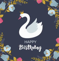 Fototapeta premium Swan lake, greeting card, poster and illustration