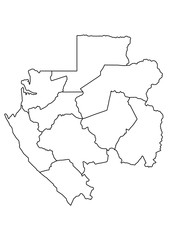 The Republic Of Gabon border on a white background circuit