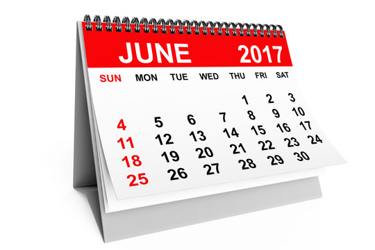 Calendar June 2017. 3d rendering