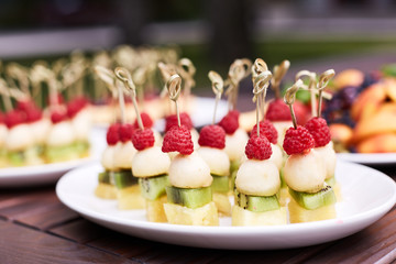 canapes from the fruit and raspberries