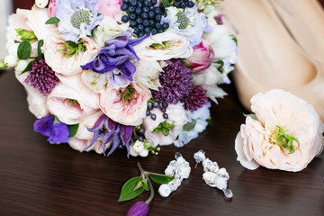 a bouquet of flowers with peony 