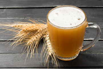 beer glass on a wooden background