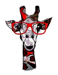 Gordijnen Giraf met zonnebril © Isaxar