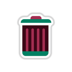 Vector illustration in paper sticker style metal garbage can