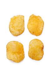 Potato chips isolated on white background
