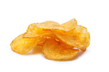 Potato chips isolated on white background