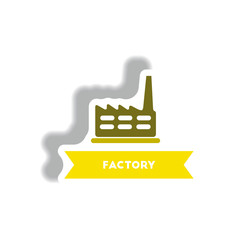 Obraz premium stylish icon in paper sticker style building factory