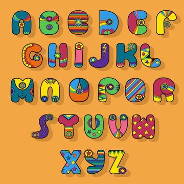 Colorful Alphabet. Superhero style.