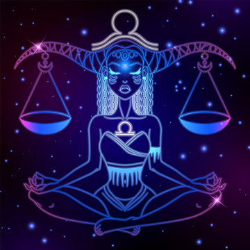 Libra zodiac sign, horoscope symbol, vector illustration