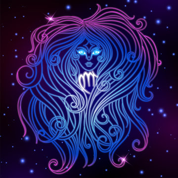 Virgo zodiac sign, horoscope symbol, vector illustration
