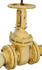 the Rusted valve on white