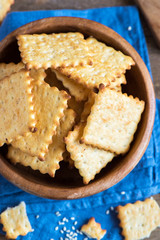 Homemade thin cheesy crackers