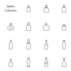 Vector silhouette of bottle collection set icons